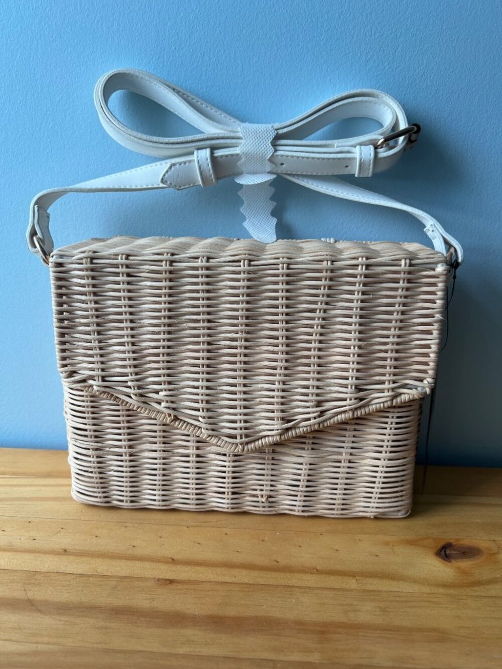 Brand New Wickery Basket Crossbody Bag with White Strap FOREVER 21
